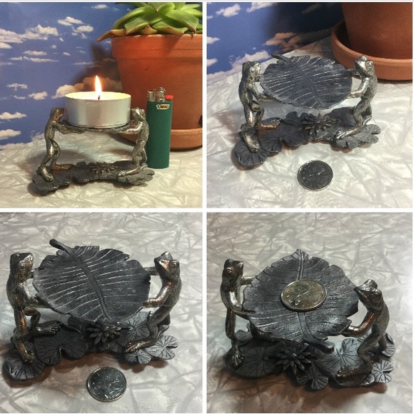 Metzke frogs signed pewter small stand tealight or whatever dated 1994 vintage - Picture 2 of 10